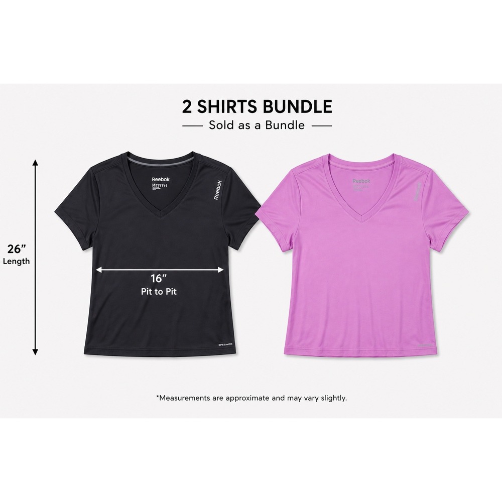 Reebok Speedwick Womens -Athletic T-Shirt Bundle Black Pink Size Medium 2 pack